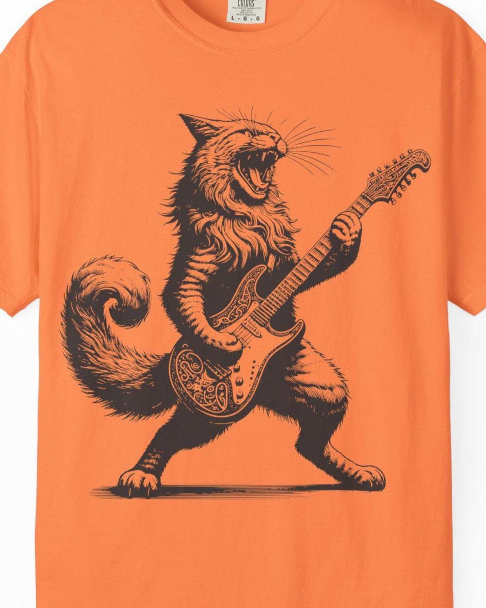 Rockin  Cat Graphic Tee: Comfort Colors Unisex T-Shirt 4XL