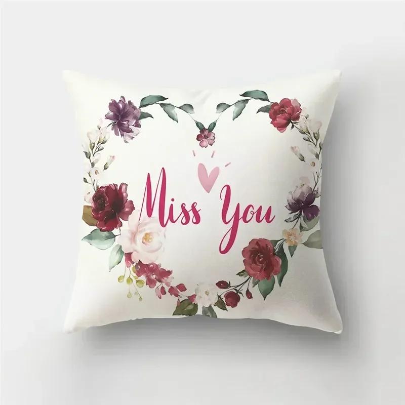 45*45cm Red Pink Heart Pillowcase Home Decor Seat Living Room Sofa Pillowcase Valentines Day Love Cushion Cover