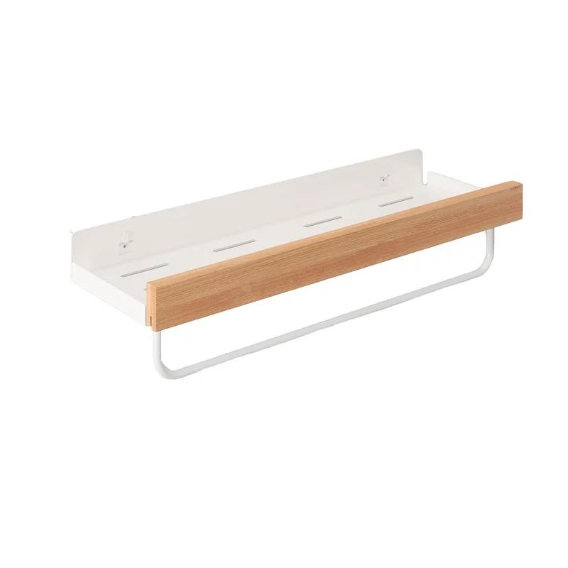 White Aluminum Bathroom Shelf Solid Wood Shower Storage Shelf Wall-mounted Toilet Shower Holder Rack Bathroom Accessories