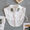 Women's Fake Collar Shirt White Fake Collar Women Detachable Collars Embroidery Cotton False Collar Shirt Col Amovible Femme