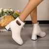 Fashion Autumn and Winter New Style Comfortable and Versatile Casual Square Toe Thick Heel Solid Color Fashion High Heel Women's Boots