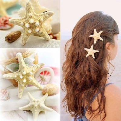 Fashion 2pcs Women Girls New Nice Beach Hair Accessory Starfish Sea Star Hair Clip Hairpin Jewelry