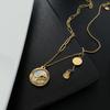 Elegant Colorfast 18K Rose Gold Necklace with Swan & Four-Leaf Clover Charm