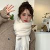 Solid color tassel soft waxy plush scarf women's plush thickened Korean version versatile couple student warm scarf