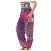 Women's Casual Flare Pants with Striped Digital Print – Trendy Boho Style