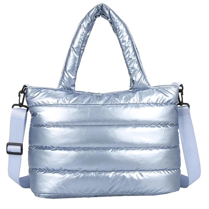 Puffer Tote Bag for Women Quilted Puffy Handbag Lightweight Down Cotton Padded Shoulder Bag Down Padding Crossbody Handbag