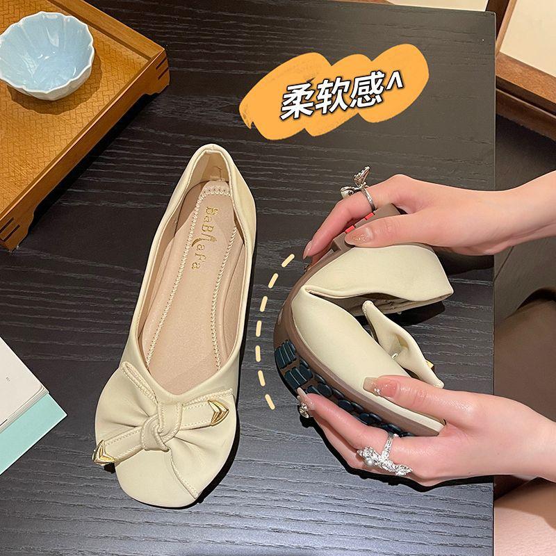Flat-soled Single Shoes Women's 2025 New Spring and Autumn One-pedal Soft-soled Versatile Non-slip Ladyshoes Korean Version of Temperament Doudou Sho