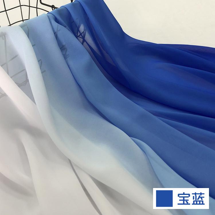 Gradient Chiffon Fabric By The Meter For Clothes Skirts Dresses Sewing Black White Blue Summer Cloth Thin Drape Transition Color