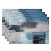 Blau-Graues Ombre Kunst-Tischset Set of 4 Modern Abstrakt Geometrische Blöcke Tischmatten 12x18 Zoll für Küchen-Esstisch-Dekoration Hitzebeständig Wasser
