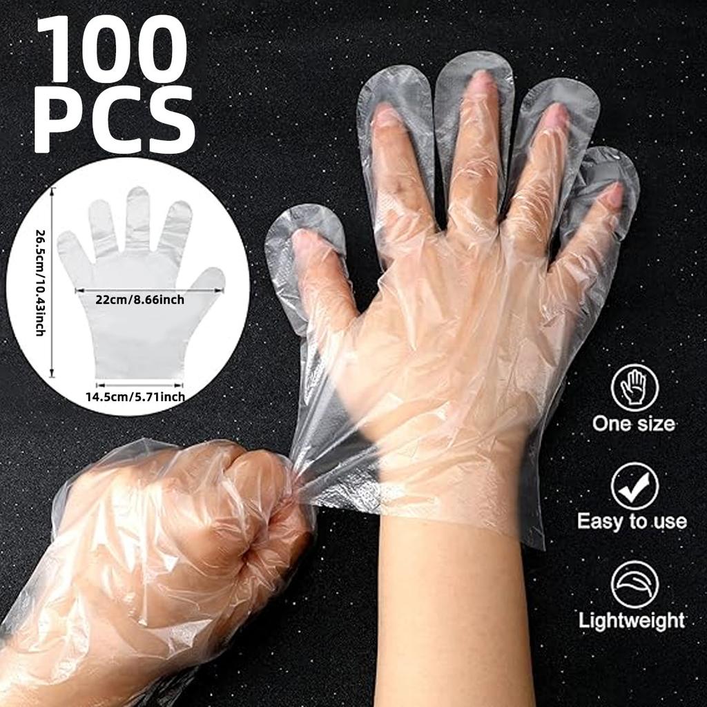 100pcs Super Food Preparation Gloves Plastic Food Safety Gloves Food Handling One Size Suitable For Most Polyester Fibers Not Di