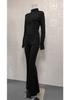 Spring/Summer 2025 Women's Sexy Two-Piece Set: Tight Long Sleeve Top and Bell Bottom Pants - Sporty and Casual