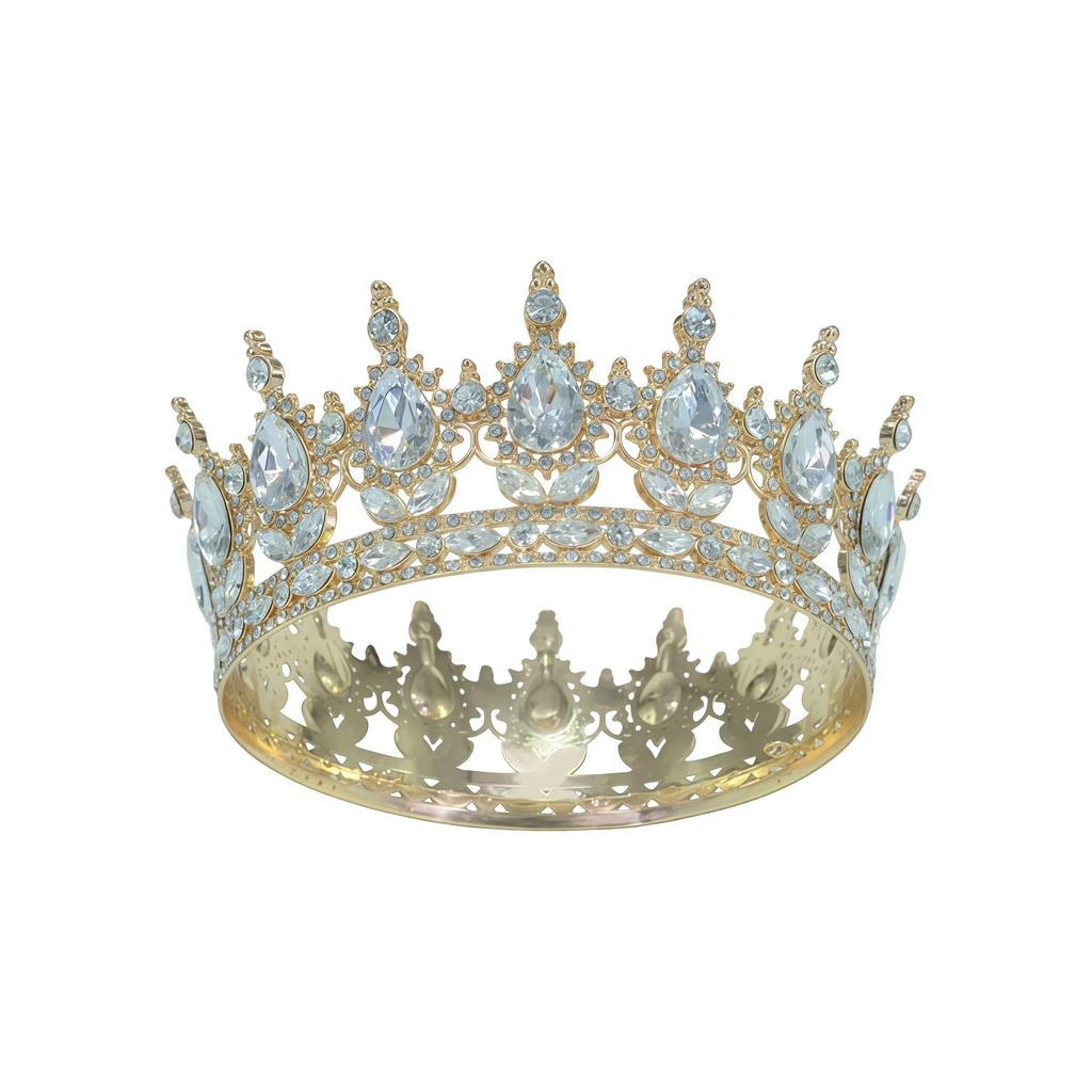 European and American Baroque Bridal Round Crown Party Dance Princess Tiara Birthday Crown Crystal Hair Accessories for Women