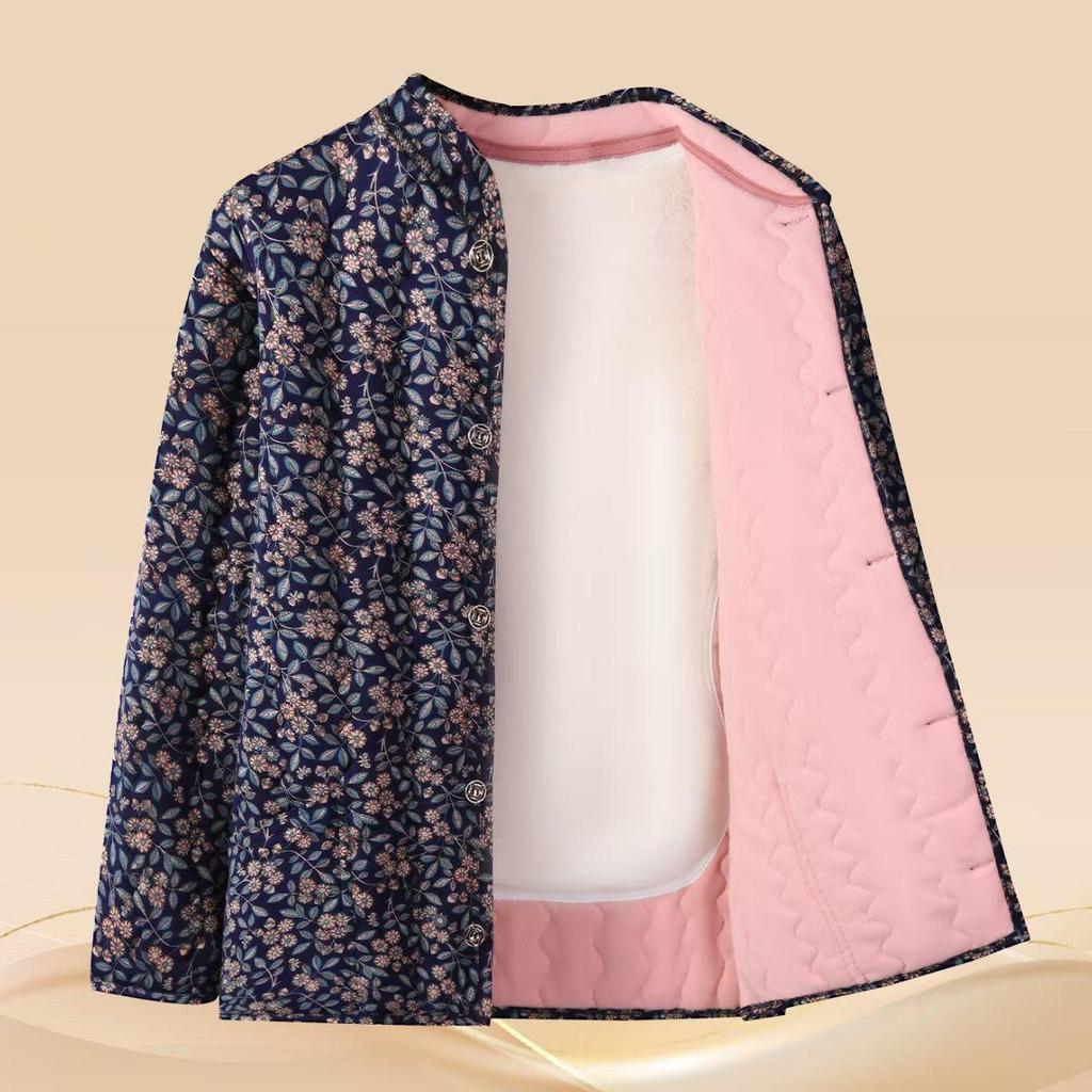 Veste en coton velours d'hiver pour femmes d'âge moyen et âgées - Manteau de grand-mère chaud et ajustement élastique