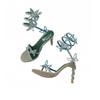 One-word butterfly sandals with rhinestones women's summer new snake-shaped wound stiletto open-toed high heels