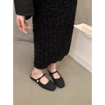 Flat-bottomed Bag Head, Half Slippers, Women's Shoes, Mary Jane Half-tray Single Shoes