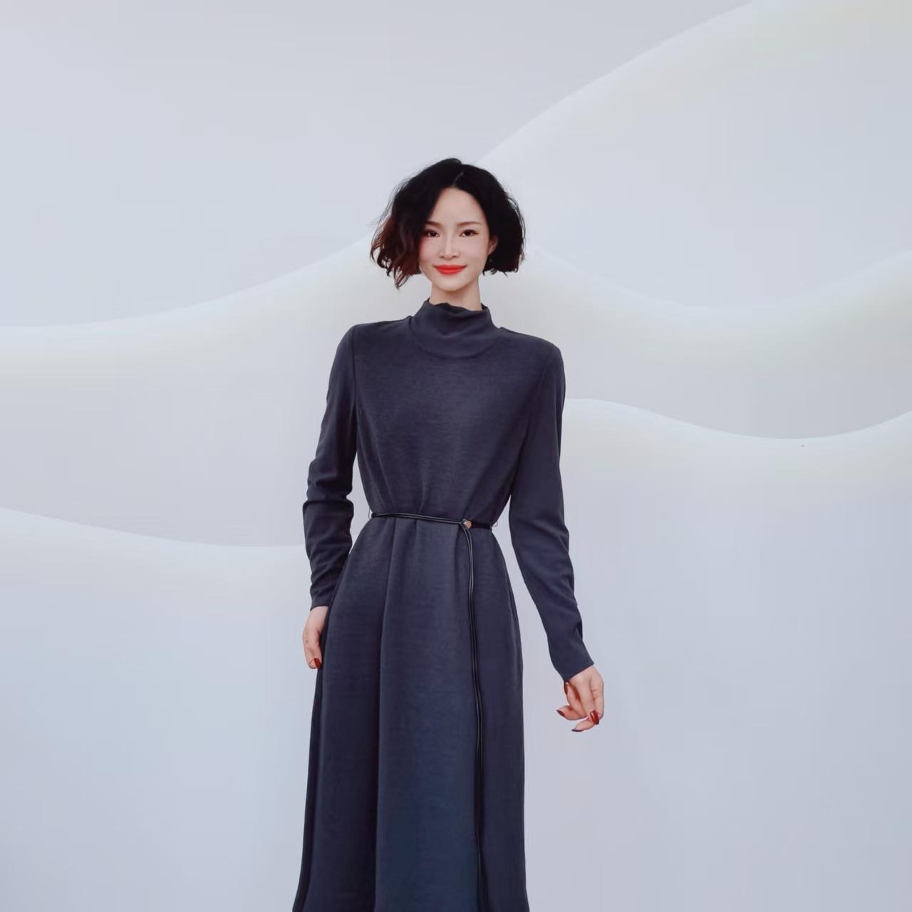 

L117 Элегантное платье-двойка с кружевом и затягиванием талии XL 59-64kg серый