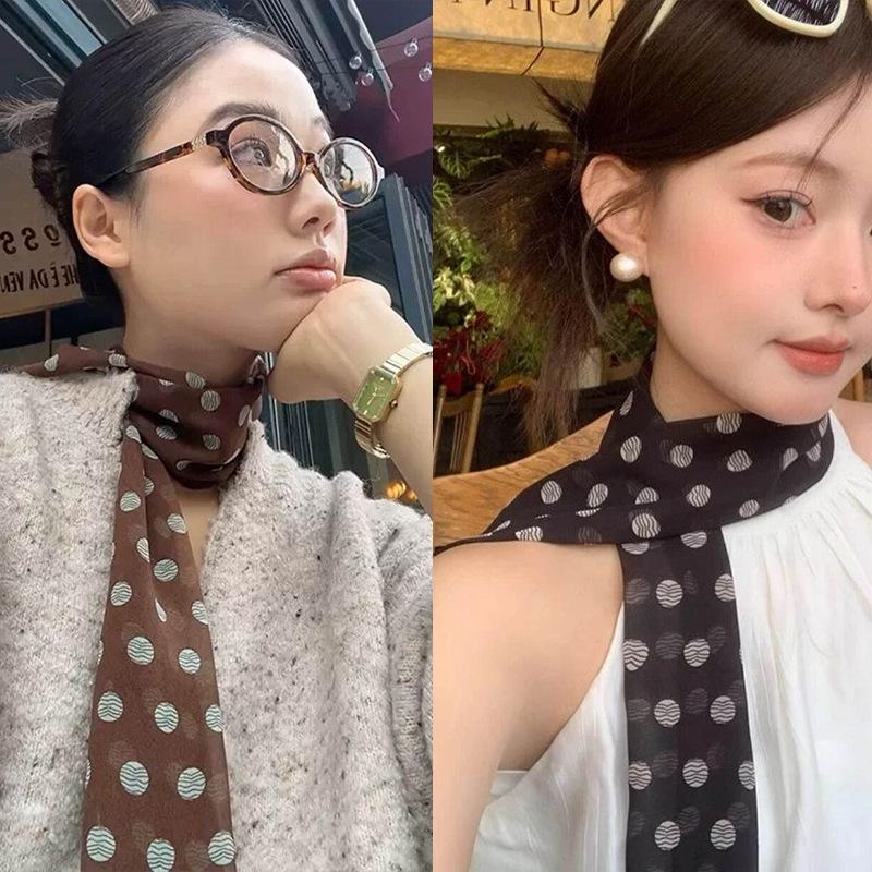 Korean Polka Dot Multifunctional Scarf Tie Hairband Accessory