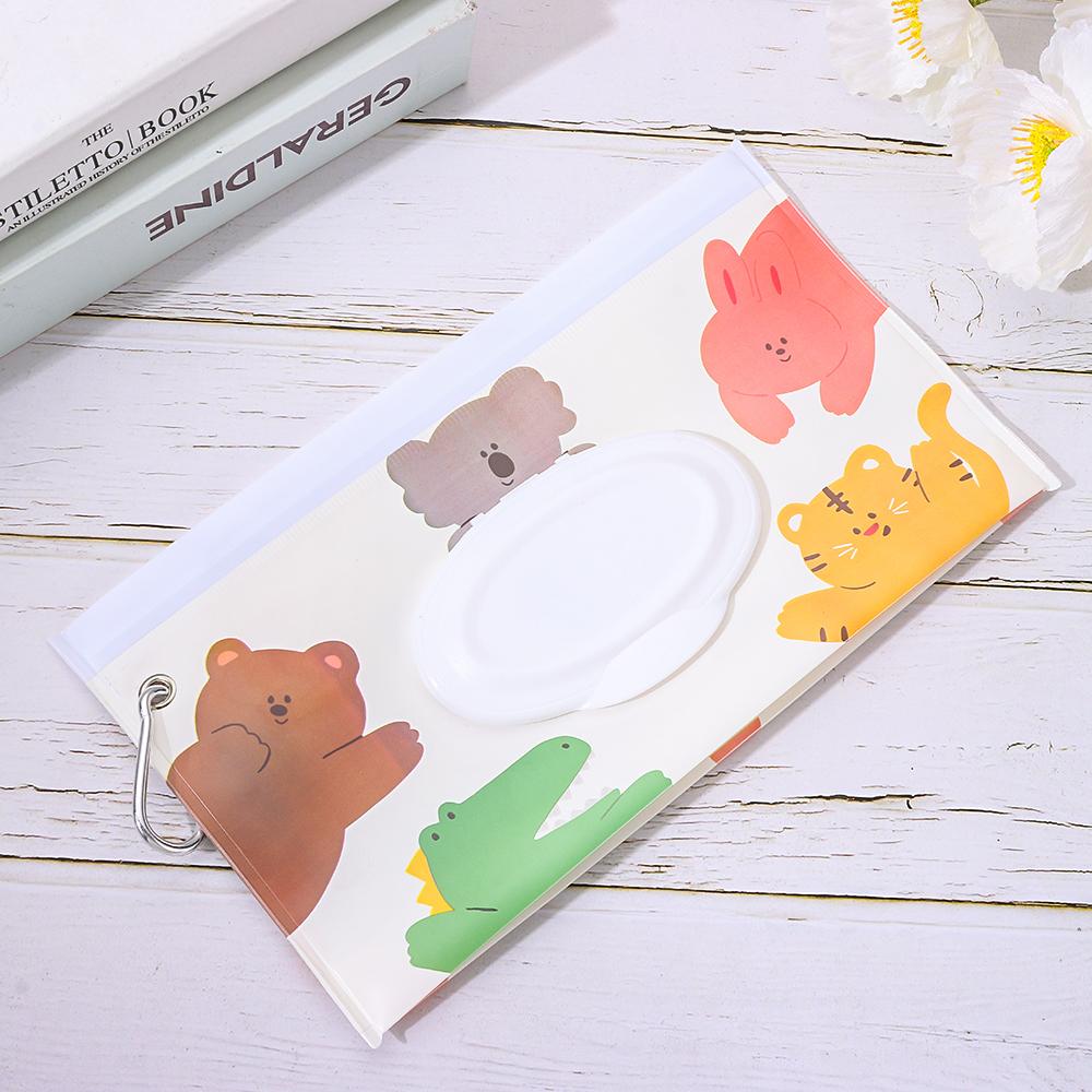 

EVA Детский чехол для влажных салфеток Портативный держатель для салфеток с откидной крышкой и застежкой-кнопкой Многоразовый пополняемый косметический чехол Полезная коробка для салфеток KTY