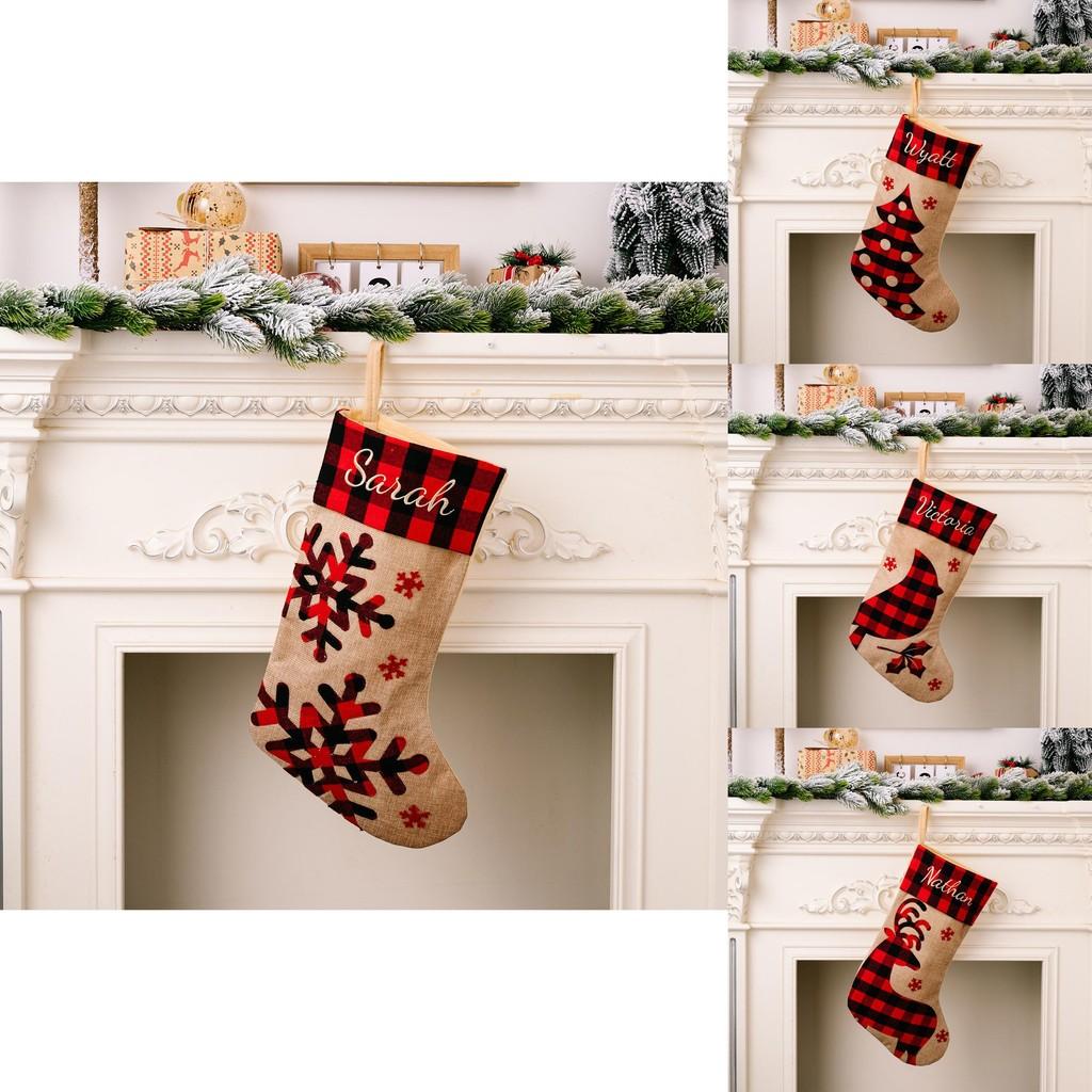 Red Holiday Charming And Black Plaid Christmas Stockings With Designs Festive