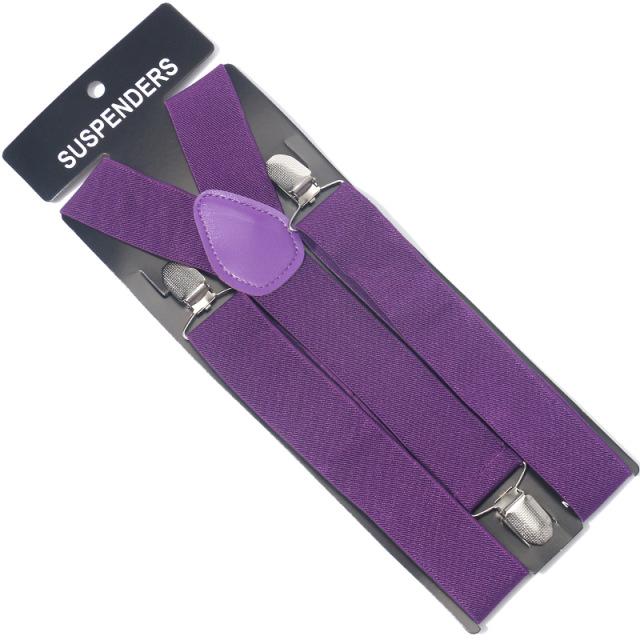 Men'S And Women'S Trousers Monochrome Suspenders Solid Color Straps 3.5Cm Solid Color Black 3 Clips Elastic Non-Slip Suspenders