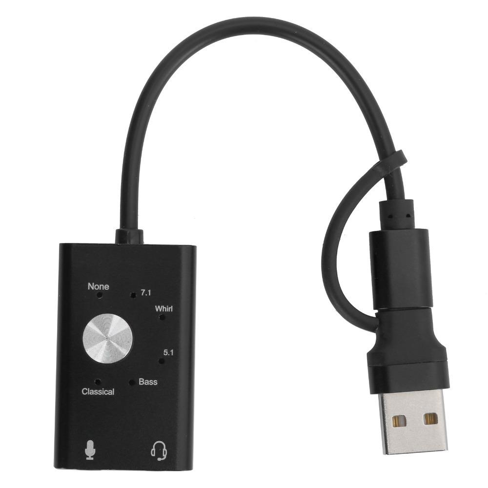 7.1/5.1 Surround Channel TypeC to Audio Sound Card USB Audio Adapter Desktop Computer