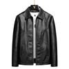 Locomotive trendy cool men's leather jacket autumn and winter lapel pu youth windproof and warm casual versatile men's leather jacket