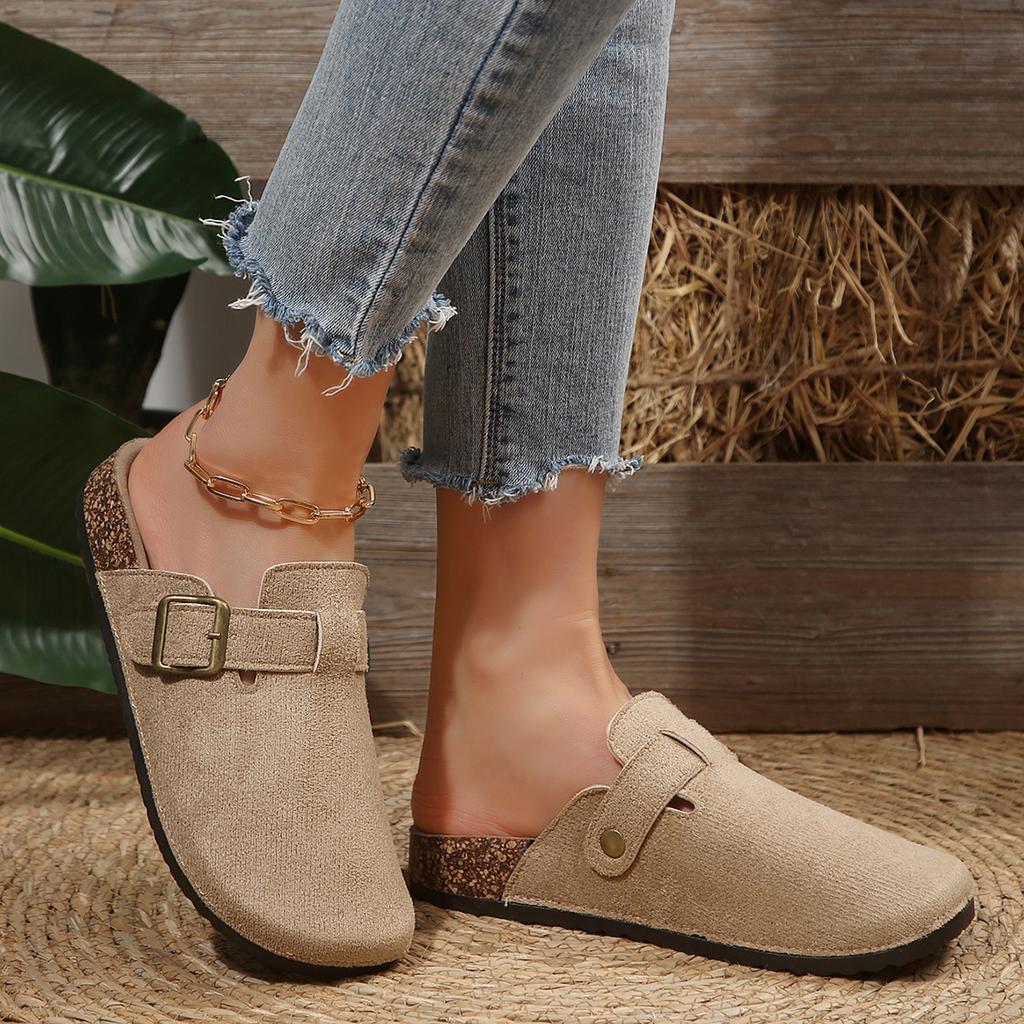 Fashion Women Closed Toe Flat Slippers Summer New Cork Platform Shoes for Women Casual Clogs Slippers Outdoor Flats Sandals Slides Women