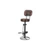 Tabouret noir métal marron cuir (45 x 46 x 118 cm)