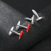 Funny Pen Shaped Cufflinks Red Enamel Tip of A Fountain Pen Sleeve Button Mens Jewelry Accessories