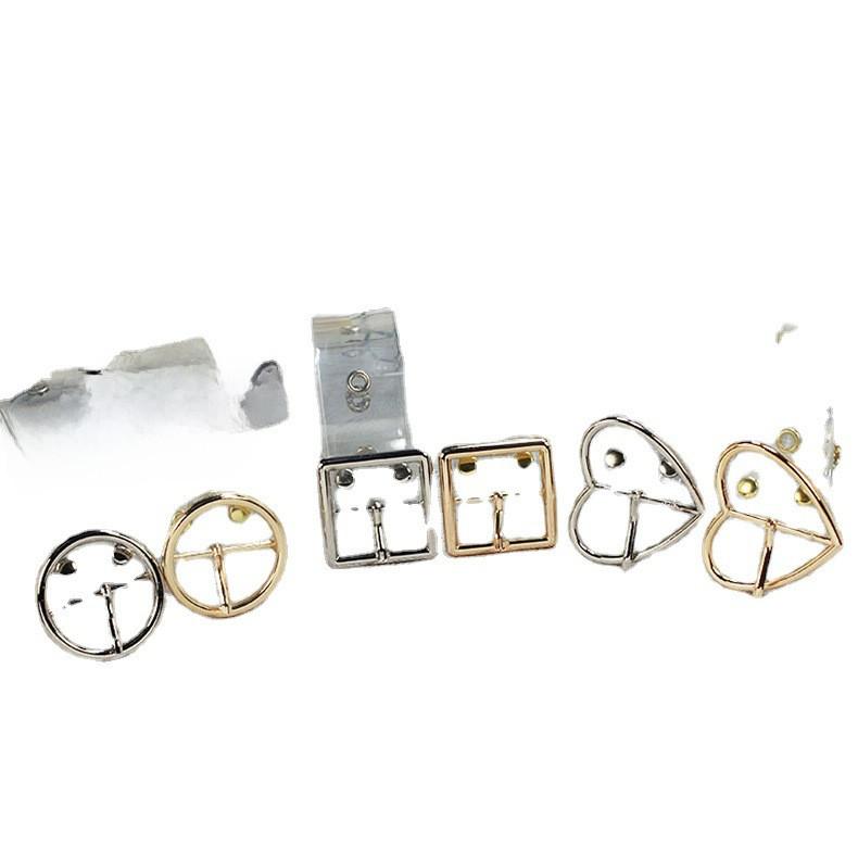 Circular Square Heartshaped Buckle Transparent Resin Belt Porous Belt Womens