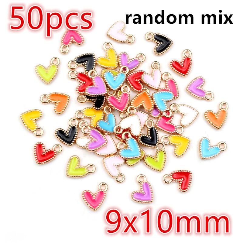 30-50Pcs 9x10mm/15x13mm Small Alloy Heart Charms Cute Love Pendants For DIY Bracelet Necklaces Jewelry Making Accessories