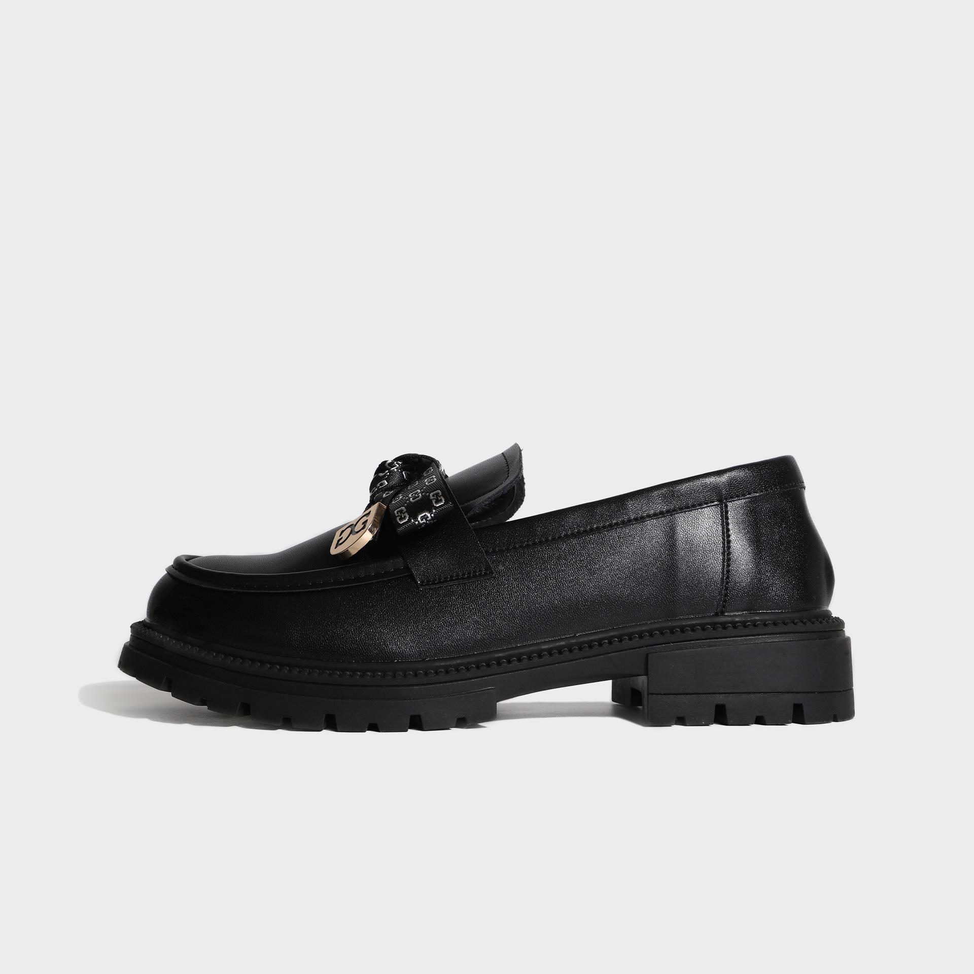 

Модная женская обувь Хуэйчжоу удобный толстый каблук британский стиль черные маленькие кожаные туфли весна и лето новые лоферы туфли на платформе женские 40 чёрный