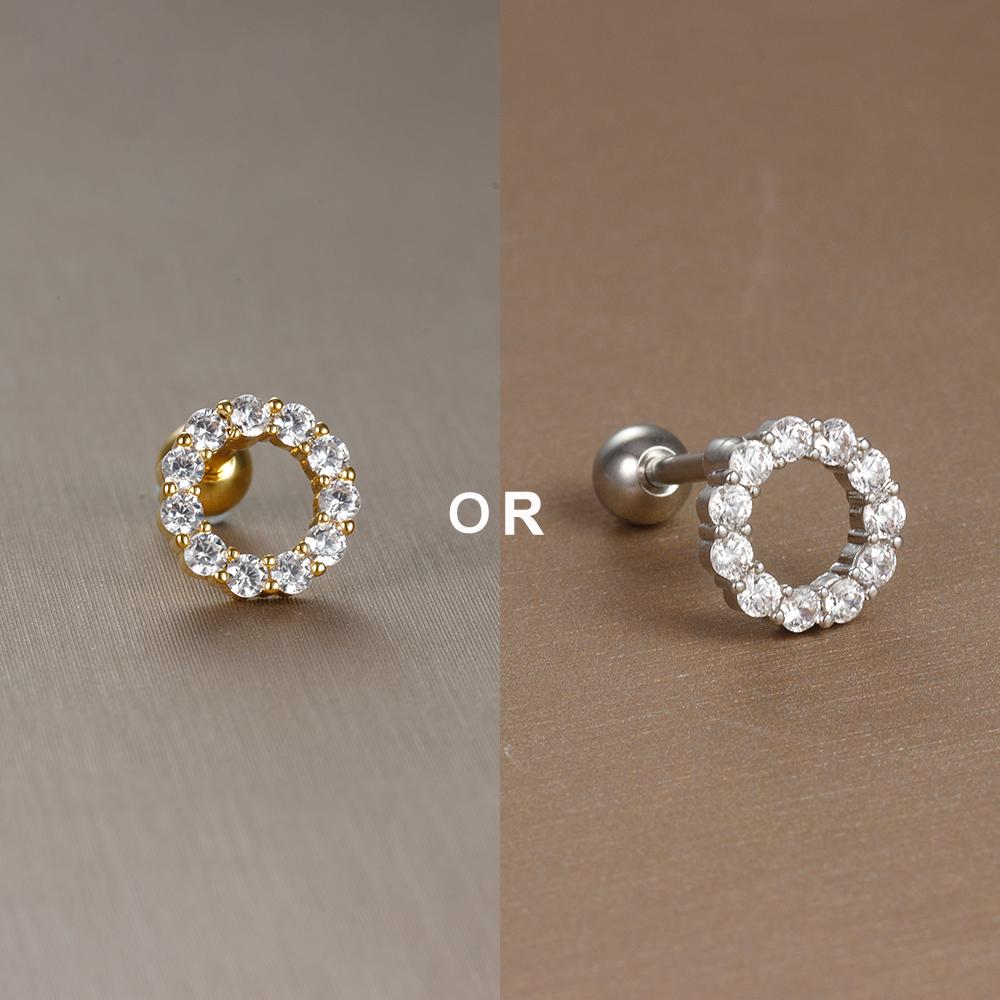 1PC 316L Stainless Steel Mini Zircon Cartilage Piercing Stud Earring For Women Girl Helix Tragus Body Zircon Statement