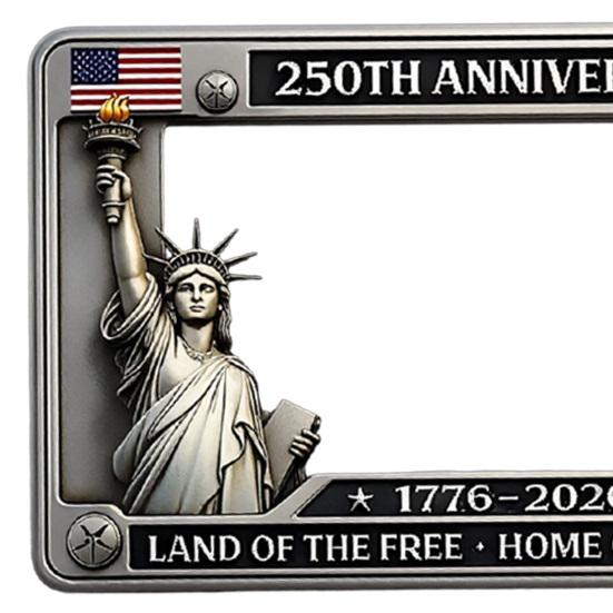 250th Anniversary Commemorative License Plate Frame 1776–2026 USA 250 Year American Car Plate Frame Patriotic Car Tag Holder for Car Accessories