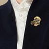 Unique Gothic Rose Skull Brooch for Men Rebellious Alloy Lapel Pin for Suits Jackets and Casual Outfits