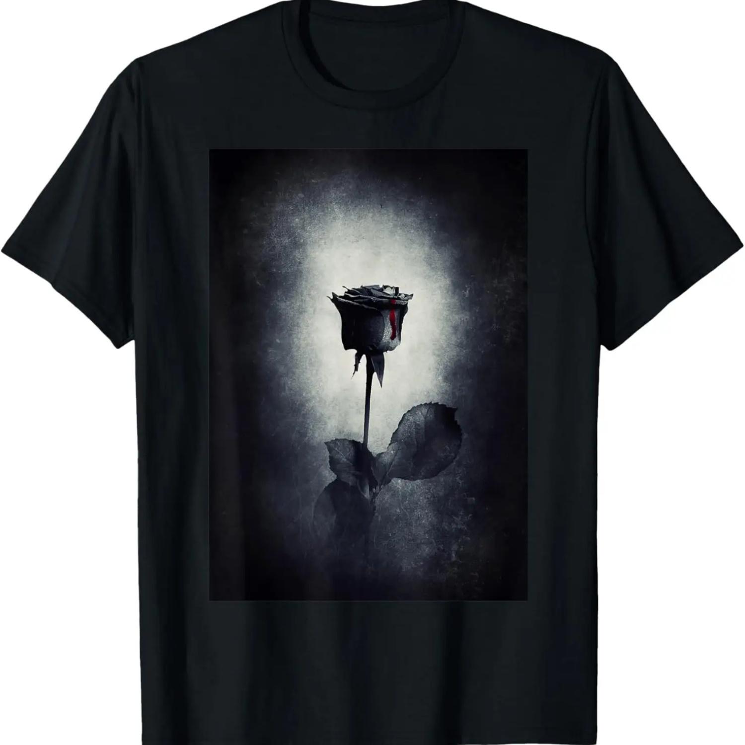 

Gothic Black Blood Bleeding Rose Black And White T-Shirt XXXXXL чёрный