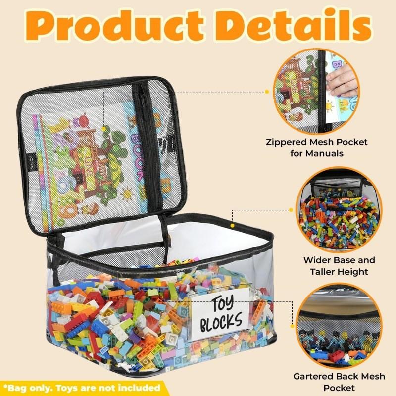 Large Capacity Transparent Toy Storage Bag With Handles For Kids And Travel Organization
