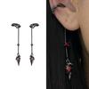 Gothic Ravens Inspired No Piercing Ear Cuff For Men And Women Earhook Pendant With Rose Details Alloy Dark Jewelry