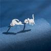 925 Sterling copper Small Animal Stud Earrings for Women Mini Dog Paw Piercing Earring Zircon Rabbit Owl Cat on Moon Pendientes