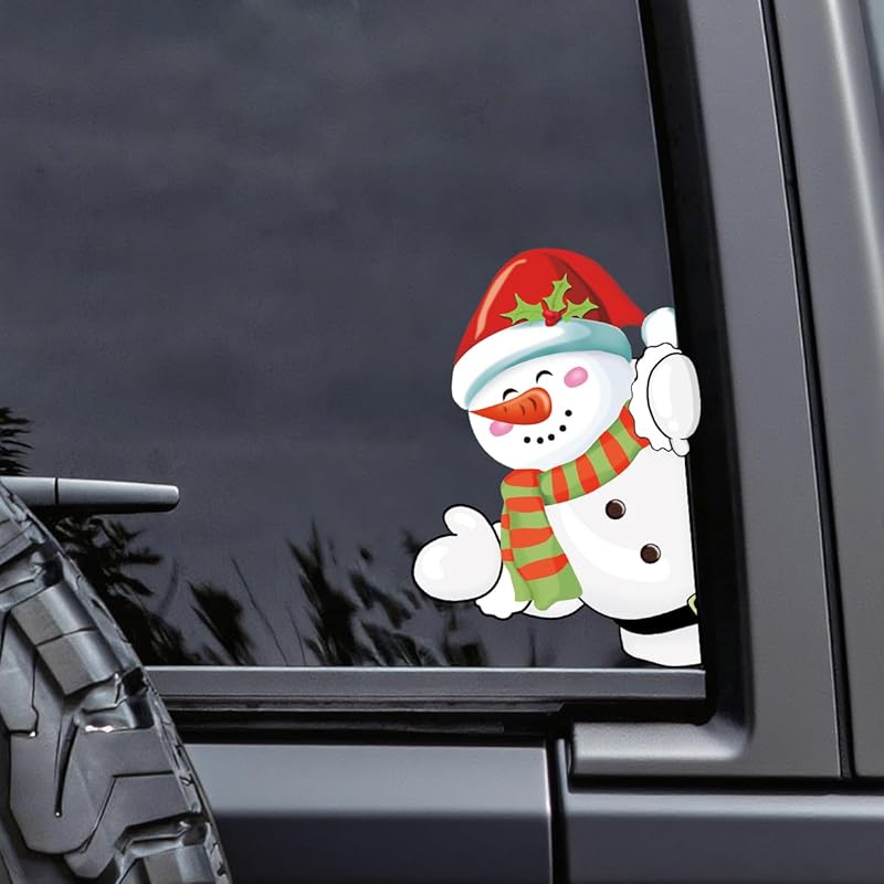 Christmas Decor Elf Peeking Sticker, Car Window Decals Vinyl Waterproof Stickers for Cars Truck SUV Laptop Bumper Car Stickers and Decals (Elf)