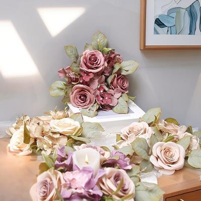Simulated Silk Flower Decorative Accessories Candle Ring Ball Artificial Rose Wreath Home Decoration
