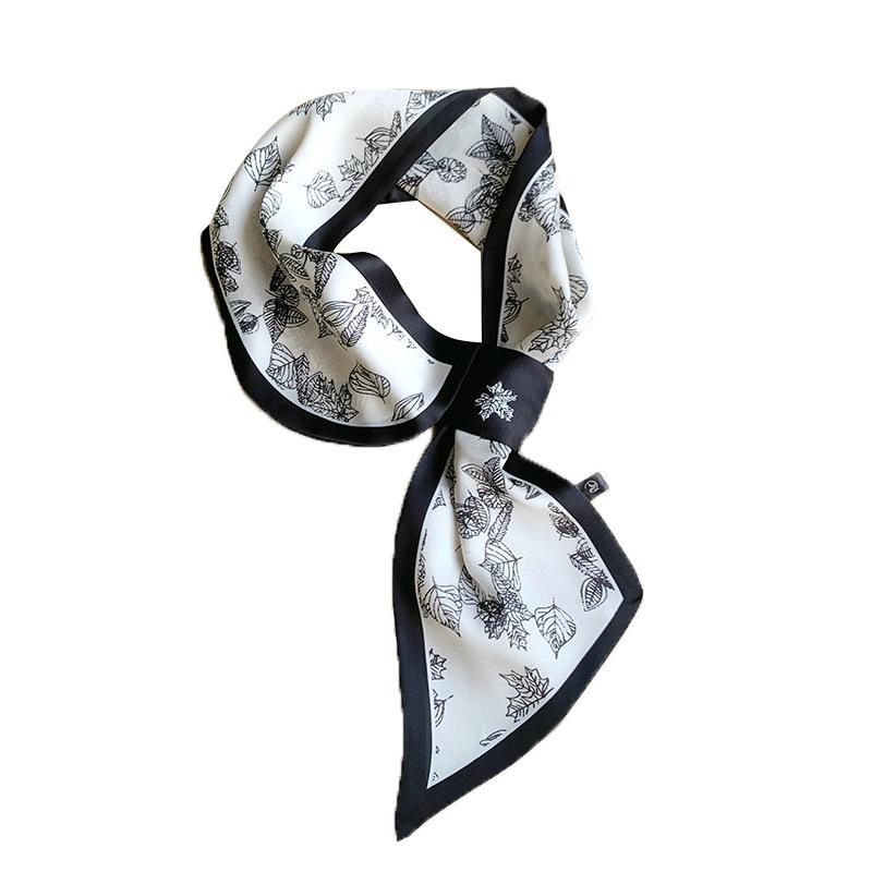 Longue petite écharpe en soie, écharpe haut de gamme, sac de reliure, écharpe de chemise assortie polyvalente