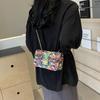 Graffiti kleine Tasche Sommer 2025 neue koreanische Version Modetrend Xiaohongshu Damen Kette Umhänge kleine quadratische Tasche pu