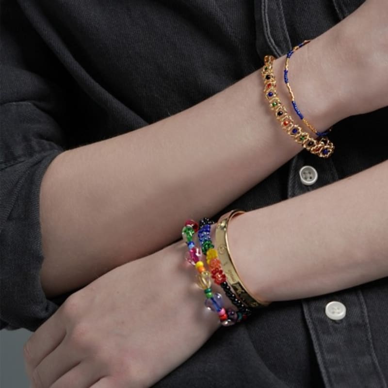 

BONBEAU Rainbow color flower beads Bracelet free