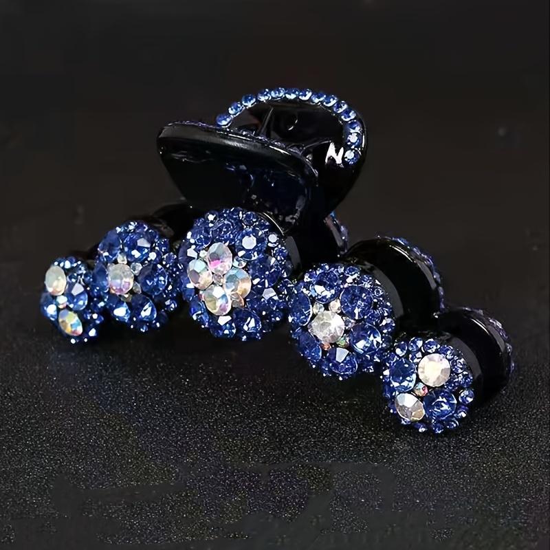 

Stylish Fine Rhinestone Shark Clip Elegant Back Head Hair Claw Clip Mixed Color Large Grab Clip синій