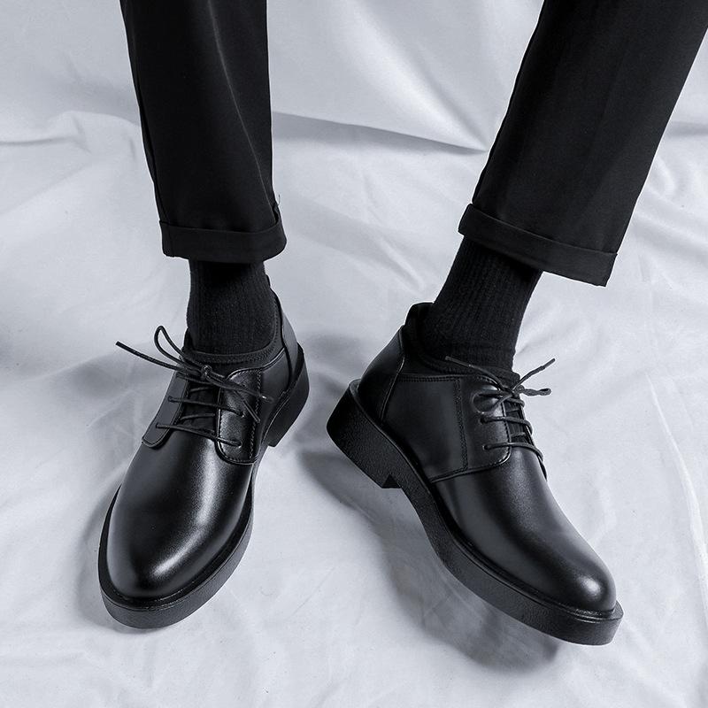 2025 new carved brock casual lace-up leather shoes men's low-top shoes trendy pointed men's leather shoes 2080-R