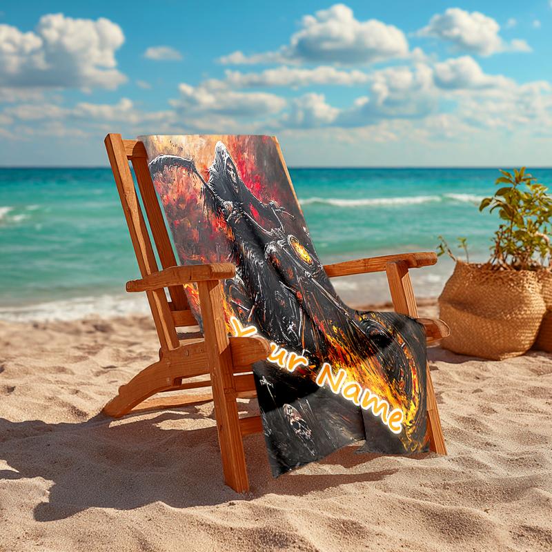1PC Custom Name "Rider Apocalypse" Beach Towel Highly Absorbent And Sand-Resistant Towel for Swimming, Pool, Yoga, And Travel Lightweight