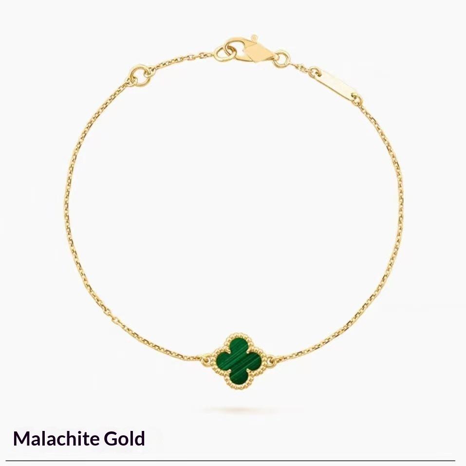 Luxury Mini Four-leaf Clover Bracelet with Natural Black Onyx for Women