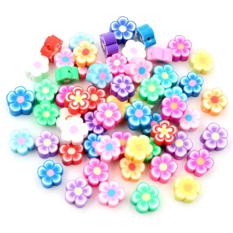 50pcs 10mm Clay Spacer Beads Polymer Loose Beads Random Colors Fruit Flower Animal Shape For Jewelry Making DIY Accessories