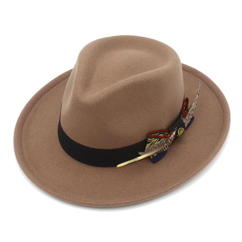 Trendy Fedora Hats Men Women Casual Vintage Caps Bowknot Feather Belt Jazz Cap Britain Derby Luxury Hat Mens Trilby Felt Caps